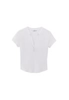 Bayan Beyaz Modal Düğme Detaylı Tişört