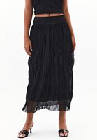 Bayan Siyah Yüksek Bel Midi Etek