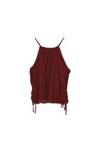 Bayan Bordo Bağlama Detaylı Bluz