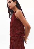 Bayan Bordo Bağlama Detaylı Bluz