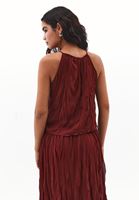 Bayan Bordo Bağlama Detaylı Bluz