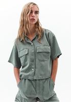 Bayan Yeşil Cepli Oversize Gömlek ( TENCEL™ )