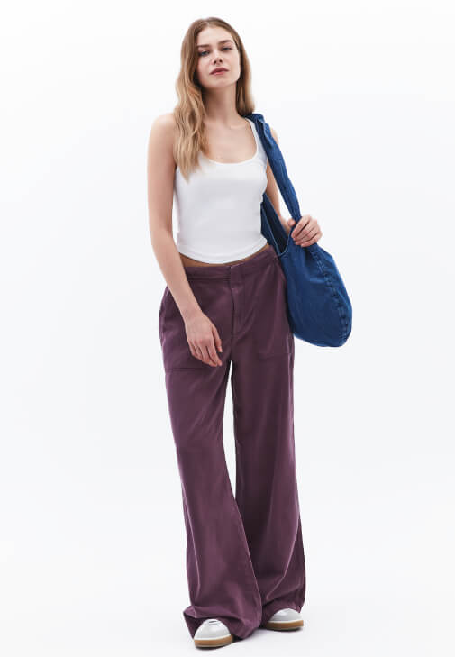 Mor Orta Bel Wide-Leg Pantolon ( TENCEL™ ) 