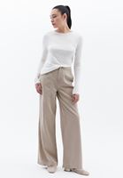Bayan Bej Orta Bel Wide-Leg Pantolon ( TENCEL™ ) 