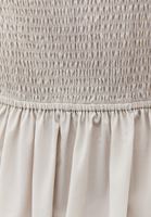 Bayan Krem Halter Yaka Yırtmaçlı Elbise