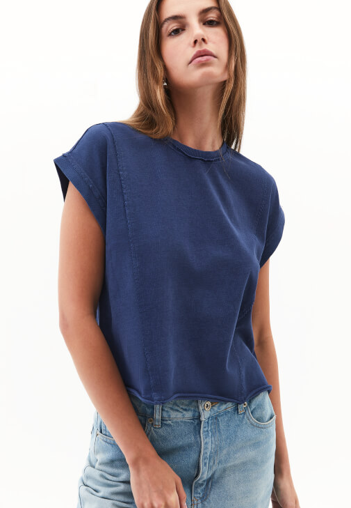 Lacivert Pamuklu Sıfır Yaka Tişört