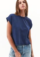 Bayan Lacivert Pamuklu Sıfır Yaka Tişört