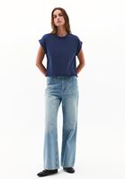 Bayan Lacivert Pamuklu Sıfır Yaka Tişört