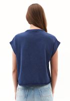 Bayan Lacivert Pamuklu Sıfır Yaka Tişört