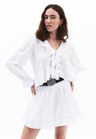 Bayan Beyaz Fırfır Detaylı Bluz