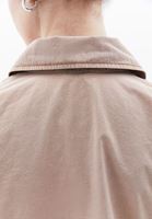 Bayan Bej Cep Detaylı Crop Gömlek