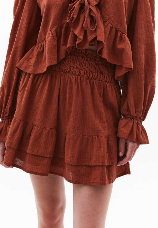 Yüksek Bel Mini Etek ve Bluz Kombini