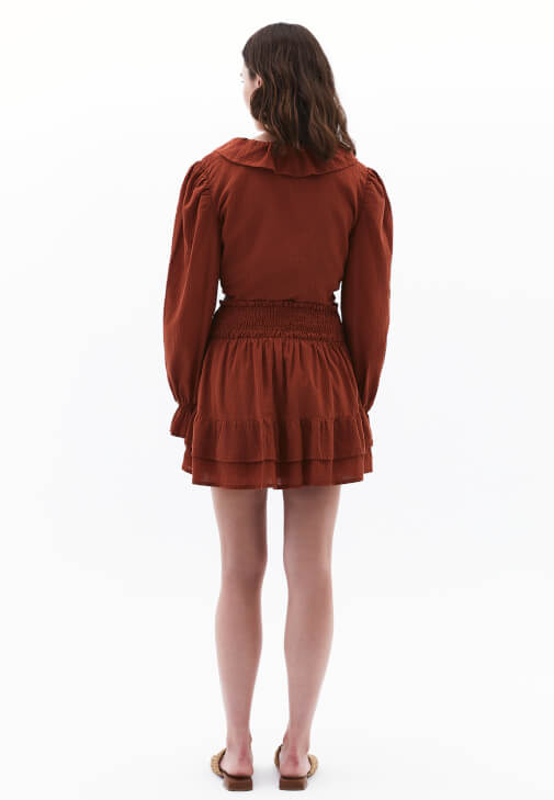 Yüksek Bel Mini Etek ve Bluz Kombini