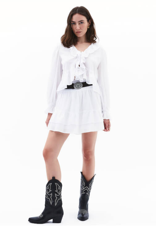  Yüksek Bel Gipeli Mini Etek