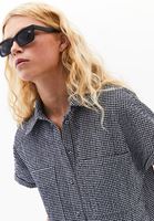 Bayan Çok Renkli Düğmeli Kısa Kollu Gömlek