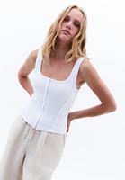 Bayan Beyaz Pamuklu U Yaka Atlet