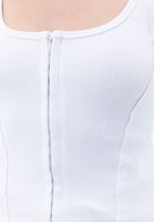 Bayan Beyaz Pamuklu U Yaka Atlet