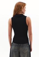 Bayan Siyah Polo Yaka Fermuarlı Atlet