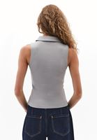 Bayan Gri Polo Yaka Fermuarlı Atlet