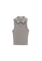 Bayan Gri Polo Yaka Fermuarlı Atlet