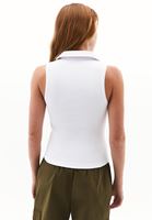 Bayan Beyaz Polo Yaka Fermuarlı Atlet