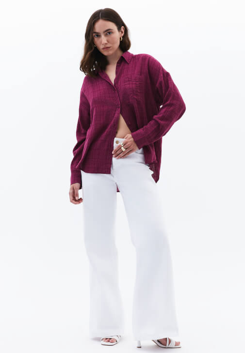  Cepli Gömlek ve Wide-Leg Pantolon Kombini