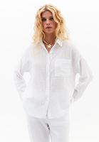 Bayan Beyaz Oversize Cepli Gömlek