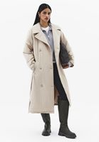 Bayan Bej Kemer Detaylı Düğmeli Trençkot