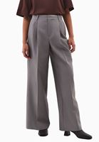 Bayan Gri Yüksek Bel Straight-Fit Pantolon
