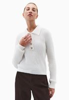 Bayan Krem Polo Yaka Ajurlu Kazak