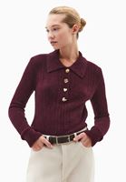 Bayan Bordo Polo Yaka Ajurlu Kazak