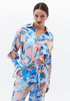 Bayan Çok Renkli Kuşak Detaylı Saten Gömlek