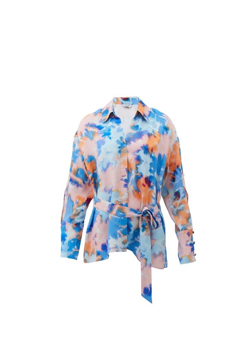 Kuşaklı Saten Gömlek ve Saten Pantolon Kombini