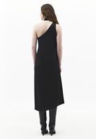 Bayan Siyah Yaka Detaylı Saten Elbise