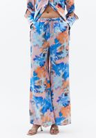 Bayan Çok Renkli Yüksek Bel Wide-Leg Saten Pantolon