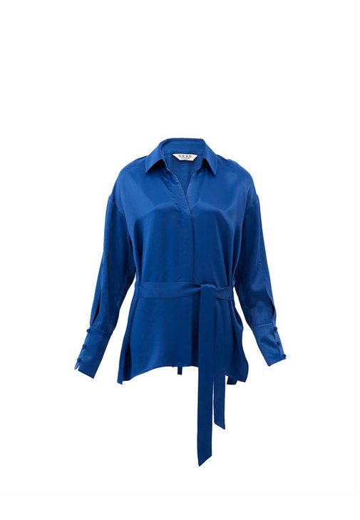 Saten Gömlek ve Yüksek Bel Saten Pantolon Kombini