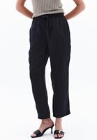 Bayan Siyah Yüksek Bel Straight-Fit Pantolon ( TENCEL™ )
