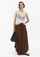 Bayan Kahverengi Yırtmaçlı Wide-Leg Pantolon