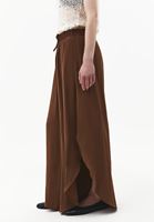 Bayan Kahverengi Yırtmaçlı Wide-Leg Pantolon