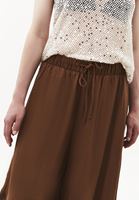 Bayan Kahverengi Yırtmaçlı Wide-Leg Pantolon