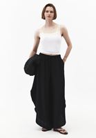 Bayan Siyah Yırtmaçlı Wide-Leg Pantolon