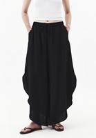 Bayan Siyah Yırtmaçlı Wide-Leg Pantolon