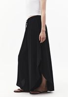 Bayan Siyah Yırtmaçlı Wide-Leg Pantolon