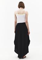 Bayan Siyah Yırtmaçlı Wide-Leg Pantolon