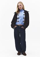 Bayan Çok Renkli Yüksek Yaka Jakarlı Hırka