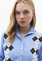 Bayan Çok Renkli Yüksek Yaka Jakarlı Hırka