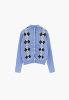 Bayan Çok Renkli Yüksek Yaka Jakarlı Hırka