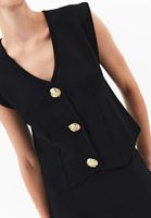 Bayan Siyah V Yaka Triko Yelek