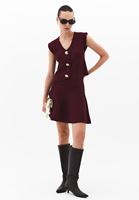 Bayan Bordo V Yaka Triko Yelek