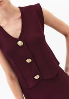 Bayan Bordo V Yaka Triko Yelek